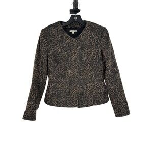 Santorelli Italy Women's Multicolored Animal Print Wool Blend Croppe Jacket Sz 6